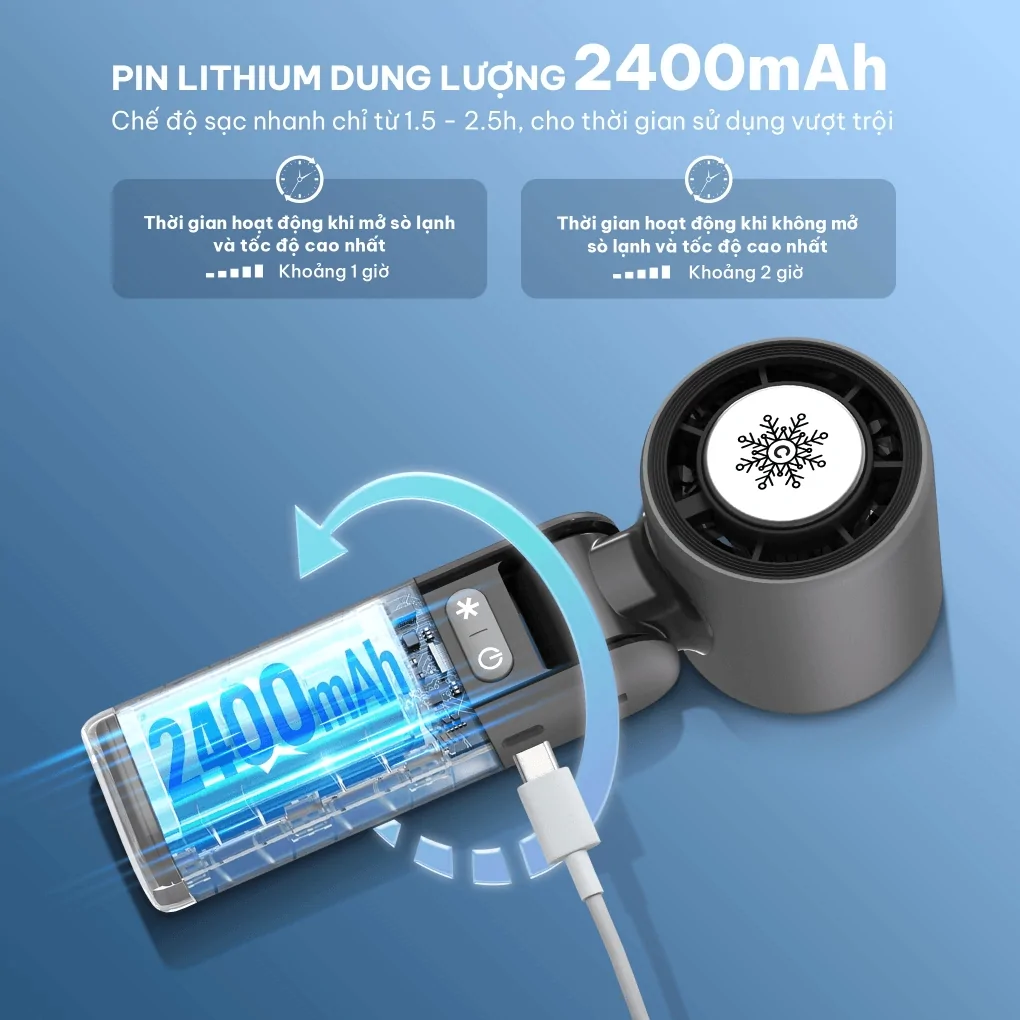 Quạt Sạc Cầm Tay Comet CRF1302 10W 3