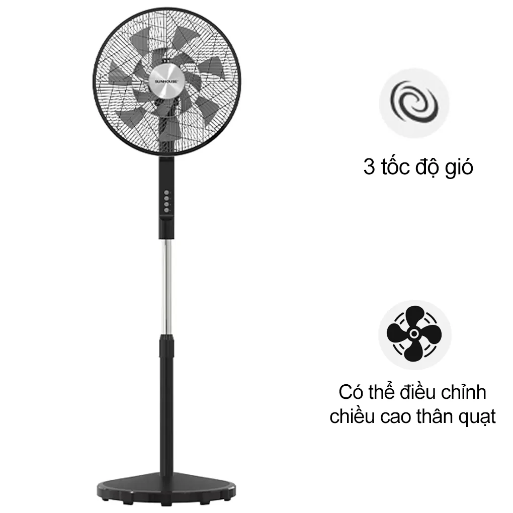 Quạt Đứng 14 Cánh Sunhouse SHD7351B 55W
