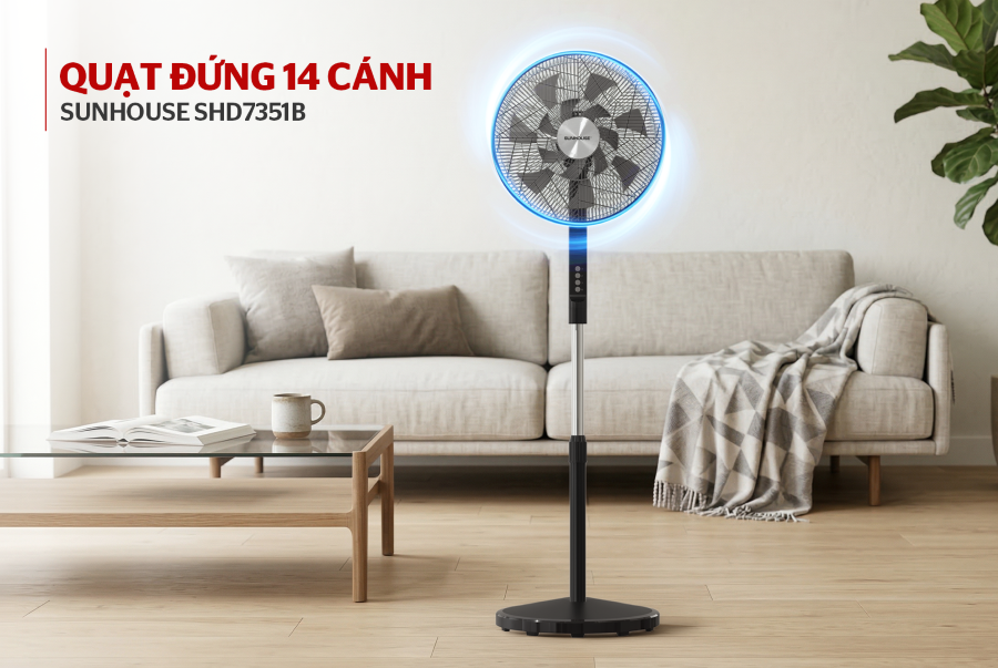 Quạt Đứng 14 Cánh Sunhouse SHD7351B 55W 5