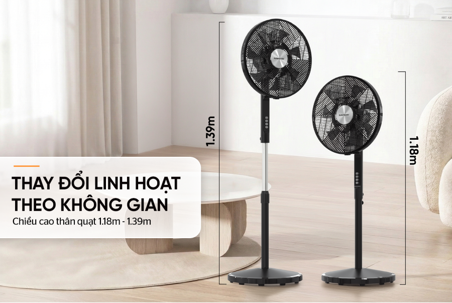 Quạt Đứng 14 Cánh Sunhouse SHD7351B 55W 9