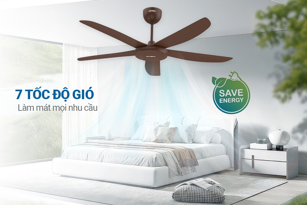 Quạt Trần 5 Cánh Sunhouse Apex APF7665B 50W 8