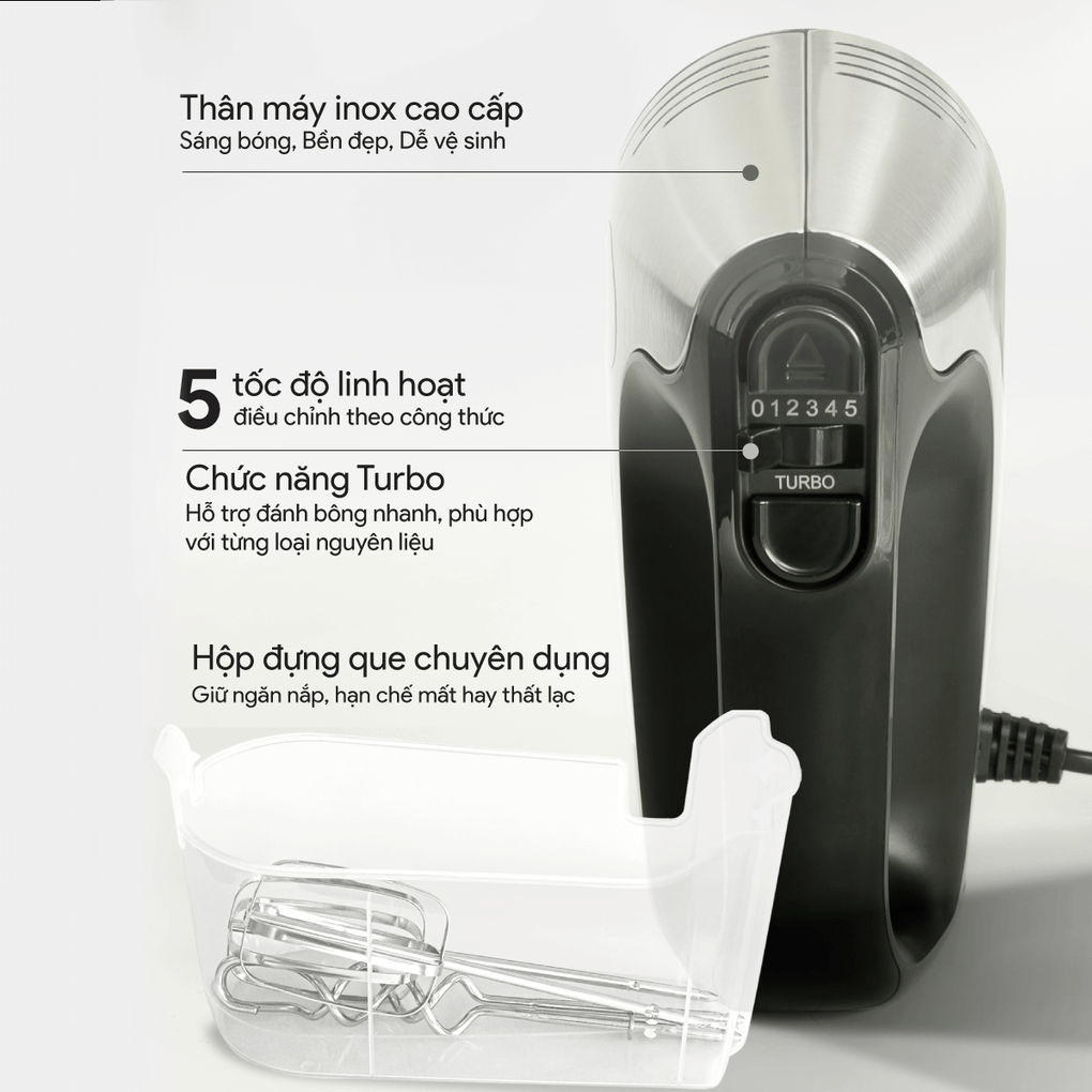 Máy Đánh Trứng Và Nhồi Bột Cầm Tay BlueStone HMB-6336 400W 4