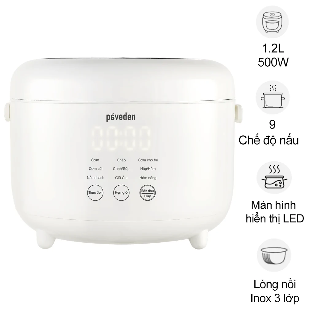 Nồi Cơm Điện Tử Paveden PR-1255SW 1.2 Lít