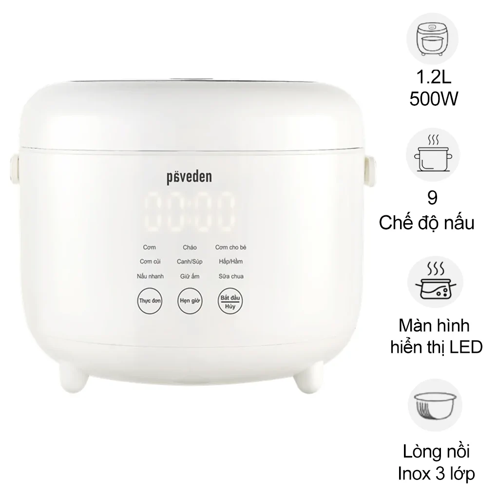 Nồi Cơm Điện Tử Paveden PR-1255SW 1.2 Lít