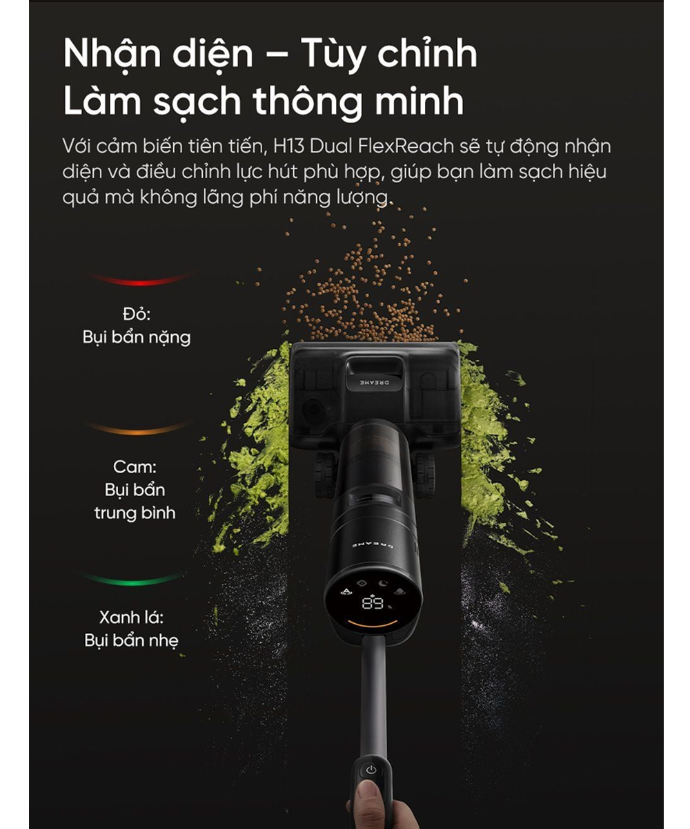 Máy Hút Bụi Lau Sàn Cầm Tay Dreame H13 Dual Flexreach 13