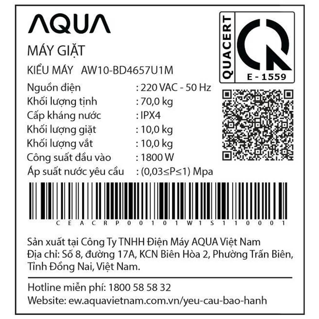 Máy giặt Aqua Inverter 10 Kg AW10-BD4657U1M(GN) 7