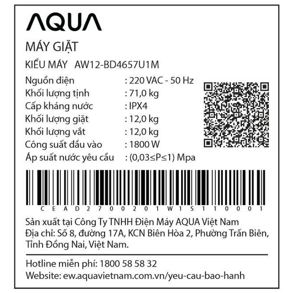 Máy Giặt Aqua Inverter 12 Kg AW12-BD4657U1M(GN) 7