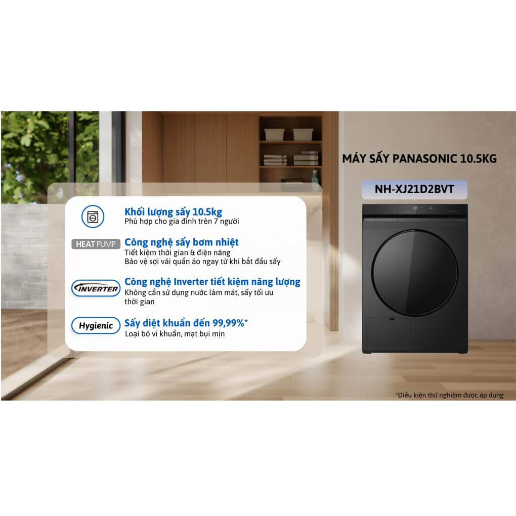 Máy Sấy Bơm Nhiệt Panasonic Inverter 10.5 Kg NH-XJ21D2BVT 0