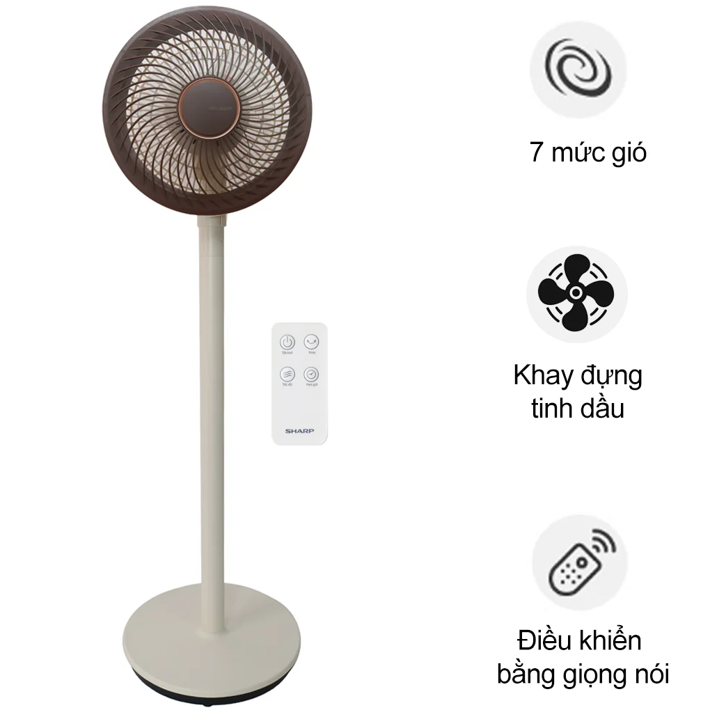 Quạt Tuần Hoàn Điều Khiển Giọng Nói Sharp PJ-CD227V-W 24W