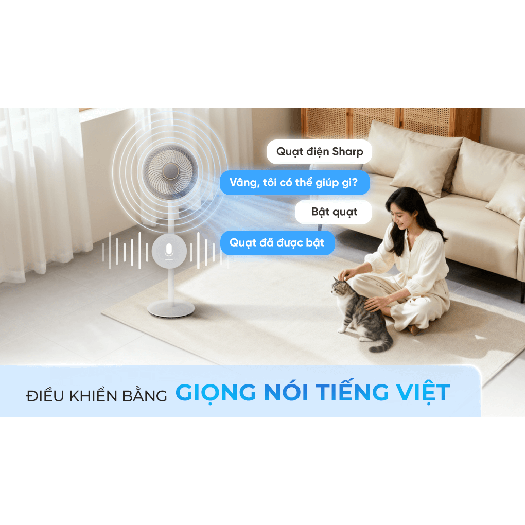 Quạt Tuần Hoàn Điều Khiển Giọng Nói Sharp PJ-CD227V-W 24W 14