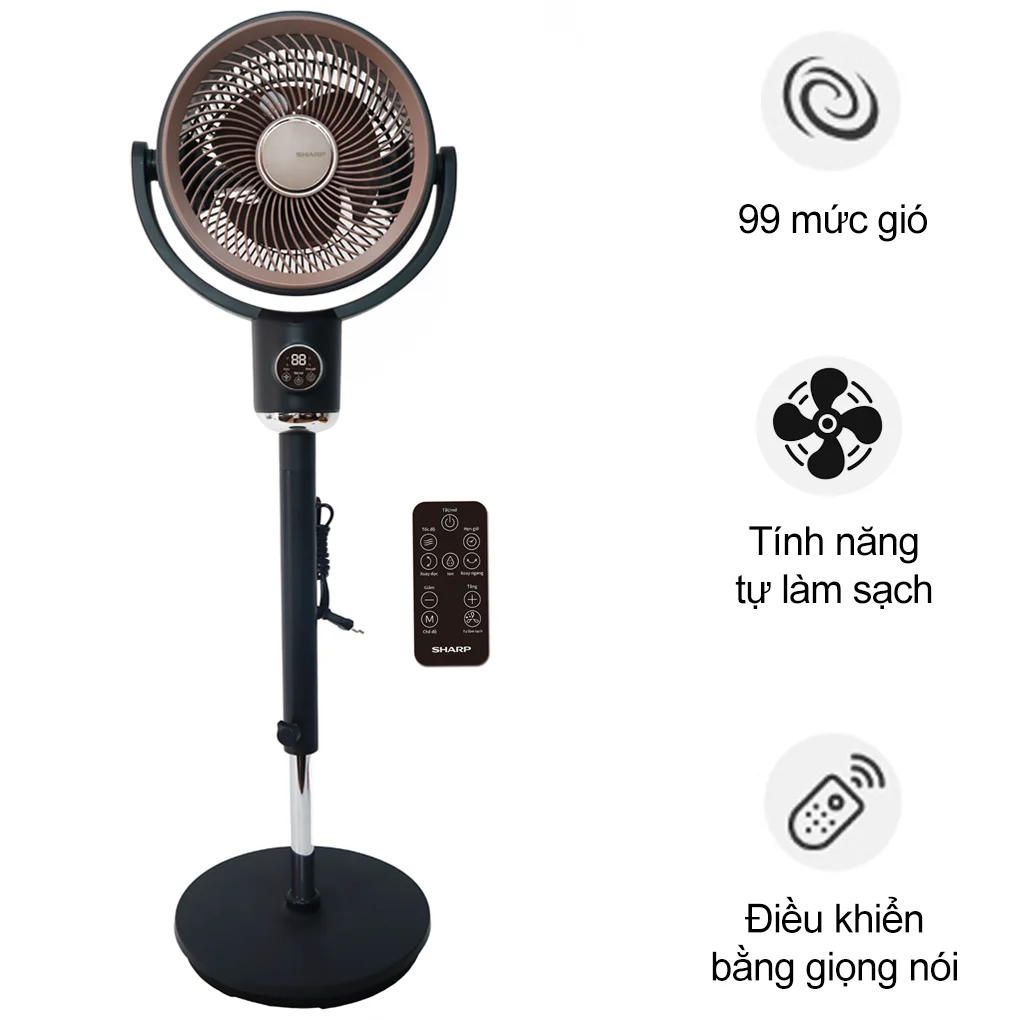 Quạt Tuần Hoàn Điều Khiển Giọng Nói Sharp PJ-CD433V-H 20W