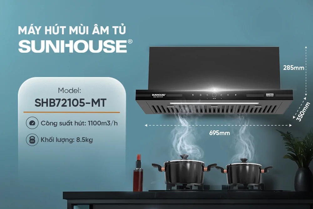 Máy Hút Mùi Âm Tủ Sunhouse SHB72105-MT 4