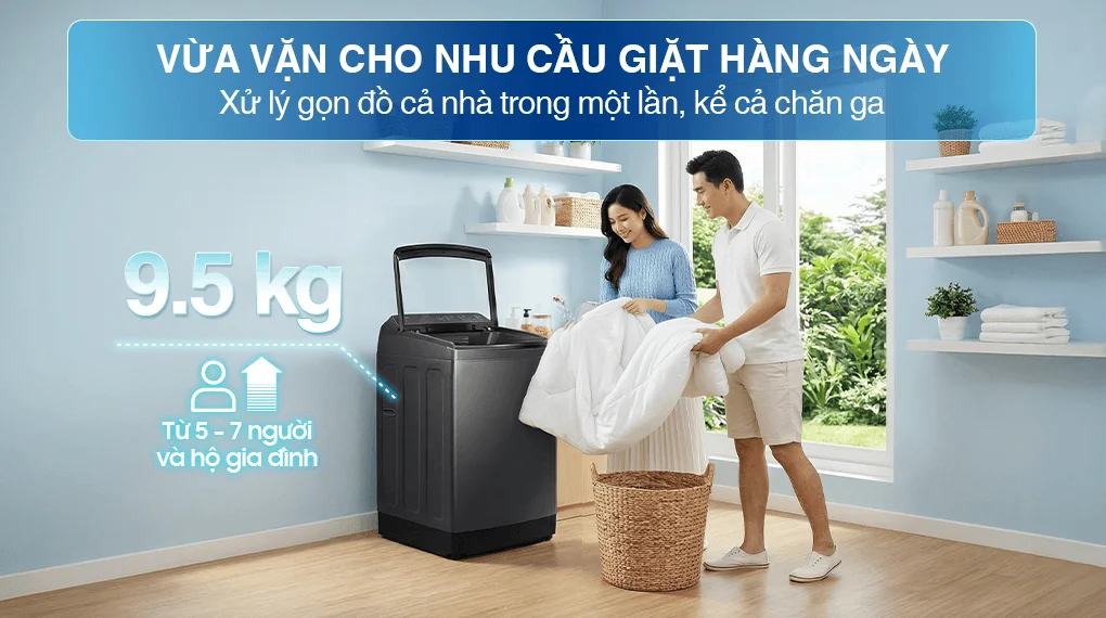 Máy Giặt Samsung Inverter 9.5 Kg WA40F95E1CSV