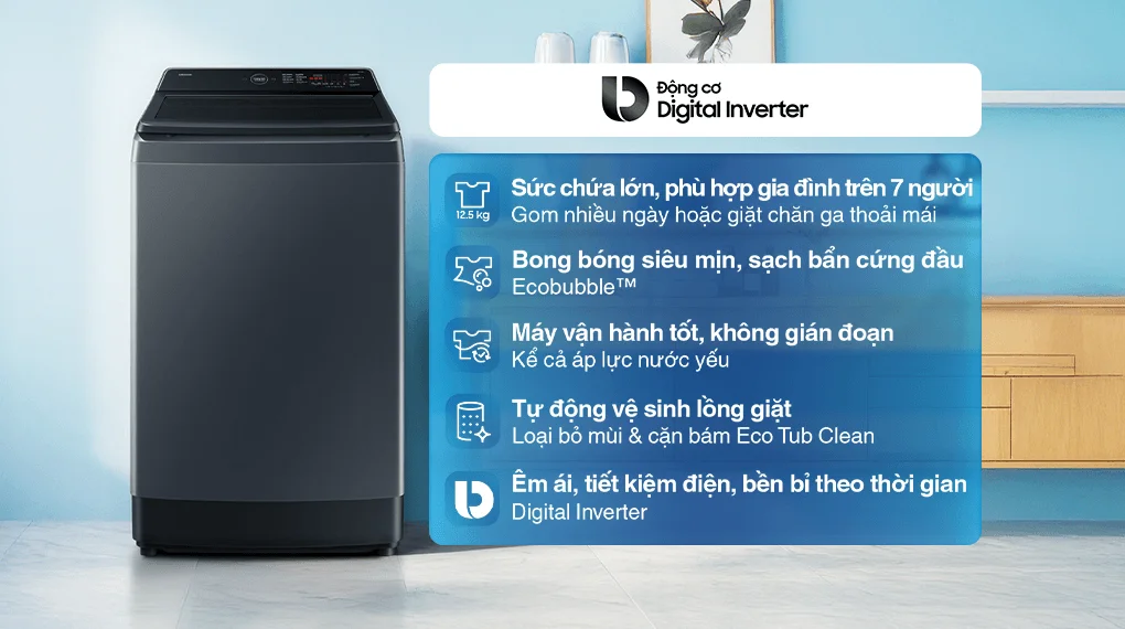 Máy Giặt Samsung Inverter 12.5 Kg WA40F12E4CSV