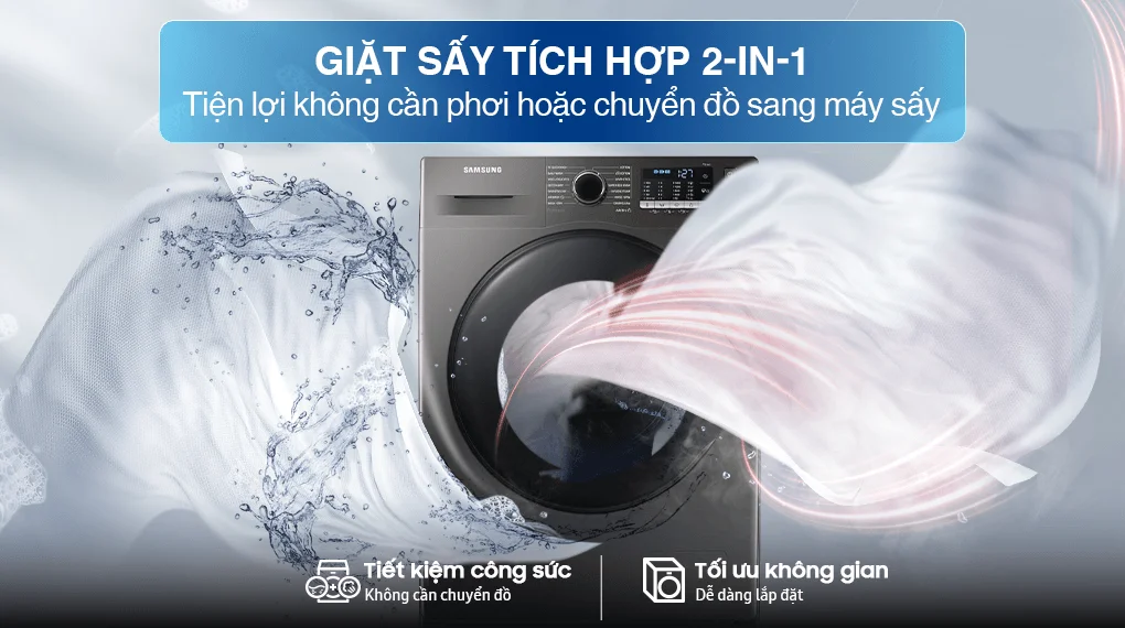 Máy Giặt Sấy Samsung Inverter Giặt 10 kg - Sấy 6 kg WD10HG4U04BBSV