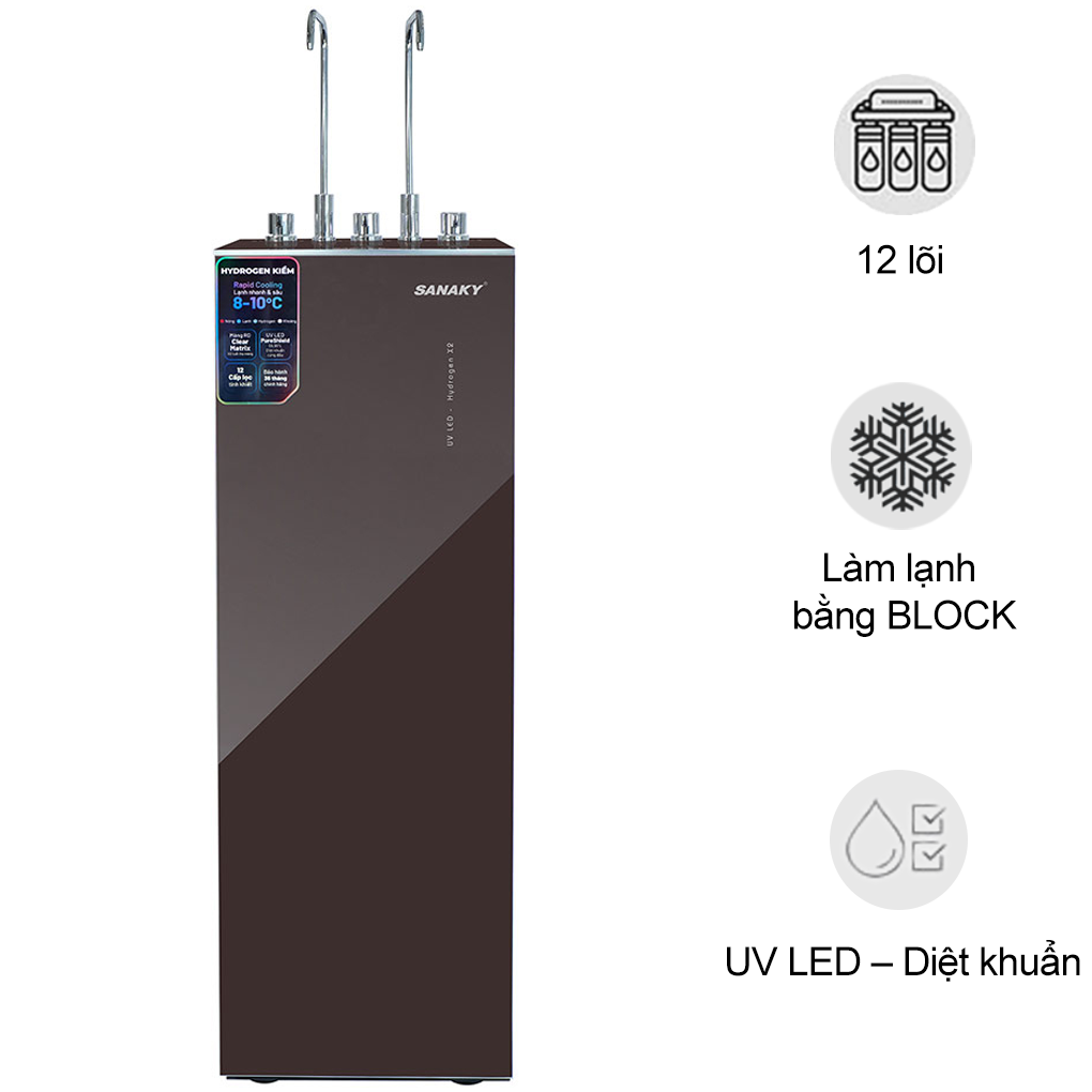 M&aacute;y Lọc Nước N&oacute;ng Lạnh Hydrogen Kho&aacute;ng 12 L&otilde;i SNK-TV3HK020 L&agrave;m Lạnh Bằng Block