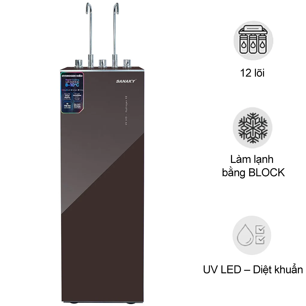 Máy Lọc Nước Sanaky Nóng Lạnh Hydrogen Khoáng 12 Lõi SNK-TV3HK020 Làm Lạnh Bằng Block