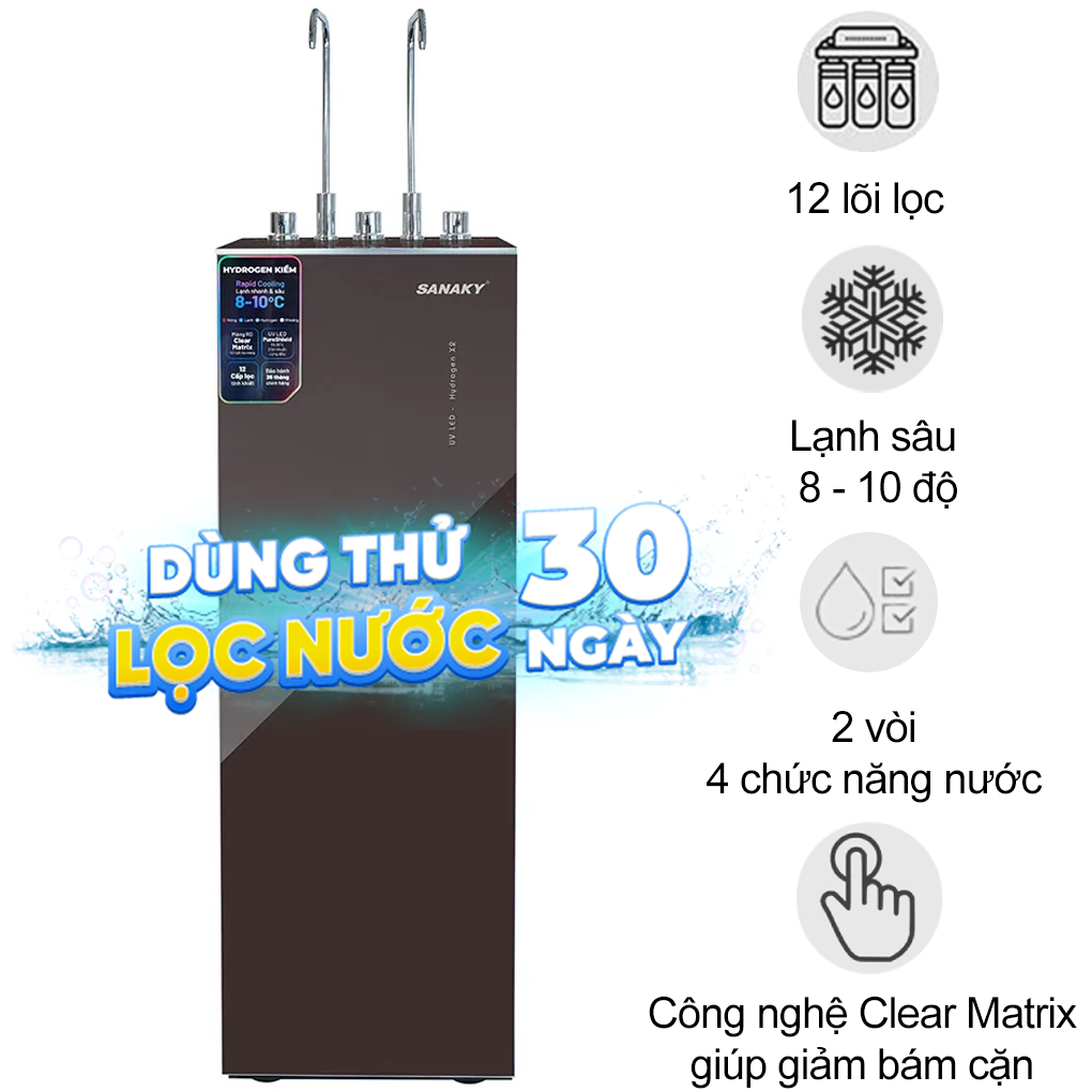 M&aacute;y Lọc Nước N&oacute;ng Lạnh Hydrogen Kho&aacute;ng 12 L&otilde;i SNK-TV3HK020