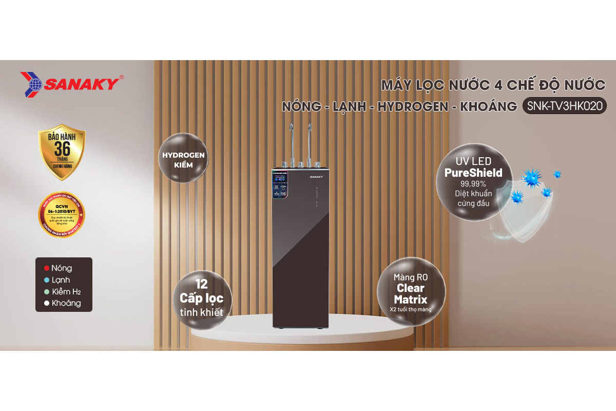Máy Lọc Nước Sananky Nóng Lạnh Hydrogen Khoáng 12 Lõi SNK-TV3HK020 5