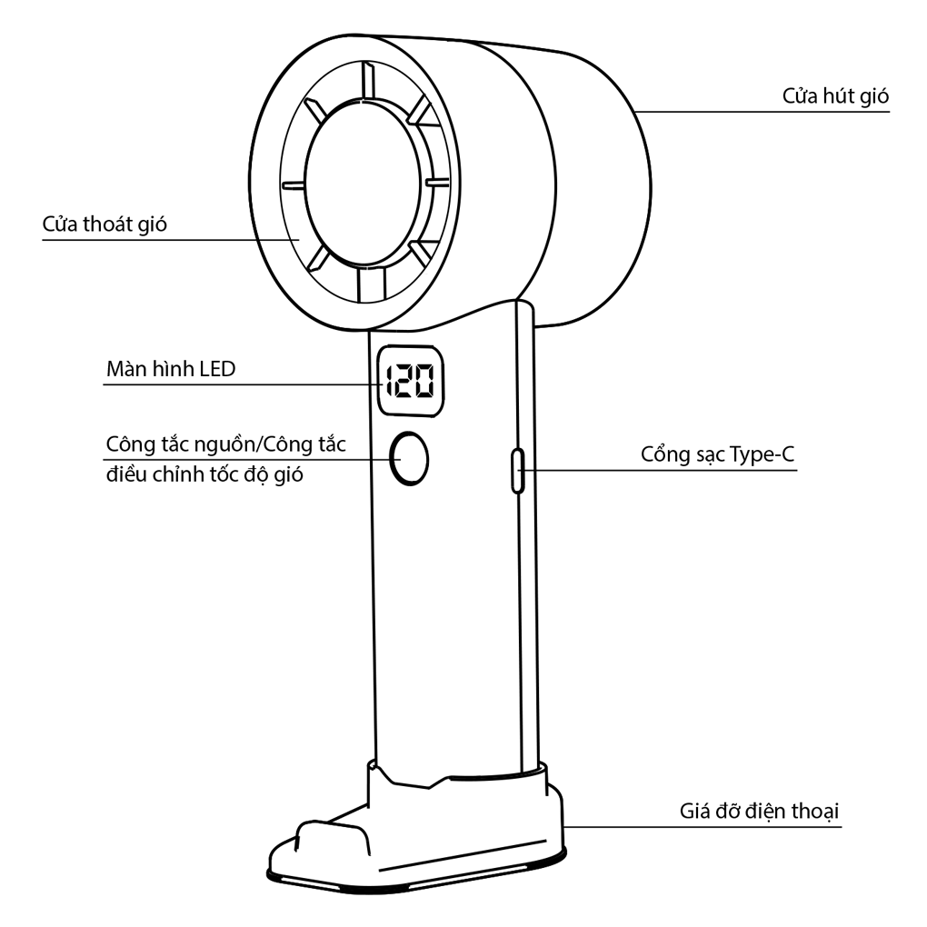 Quạt Cầm Tay Mini Simplehome FS01 Màu Be 3
