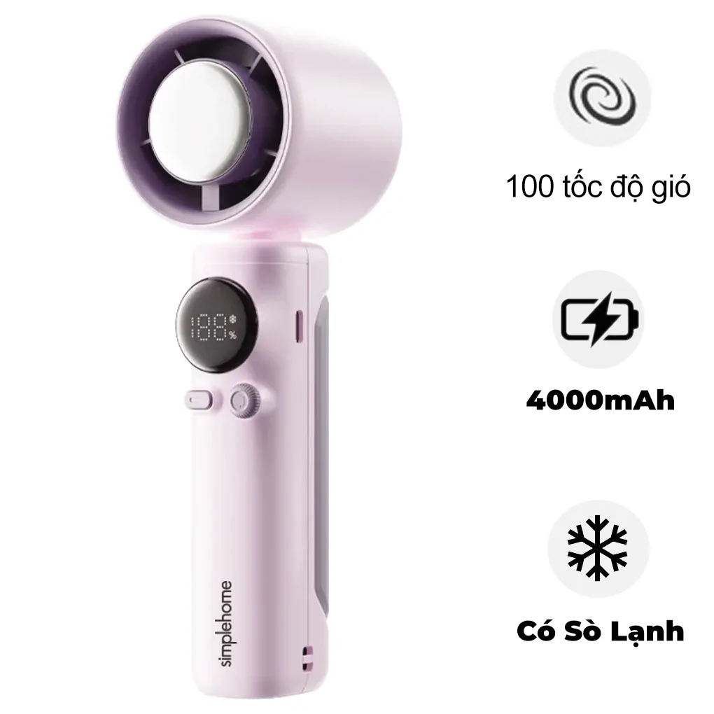 Quạt Cầm Tay Có Sò Lạnh Simplehome SS-026 Màu Tím