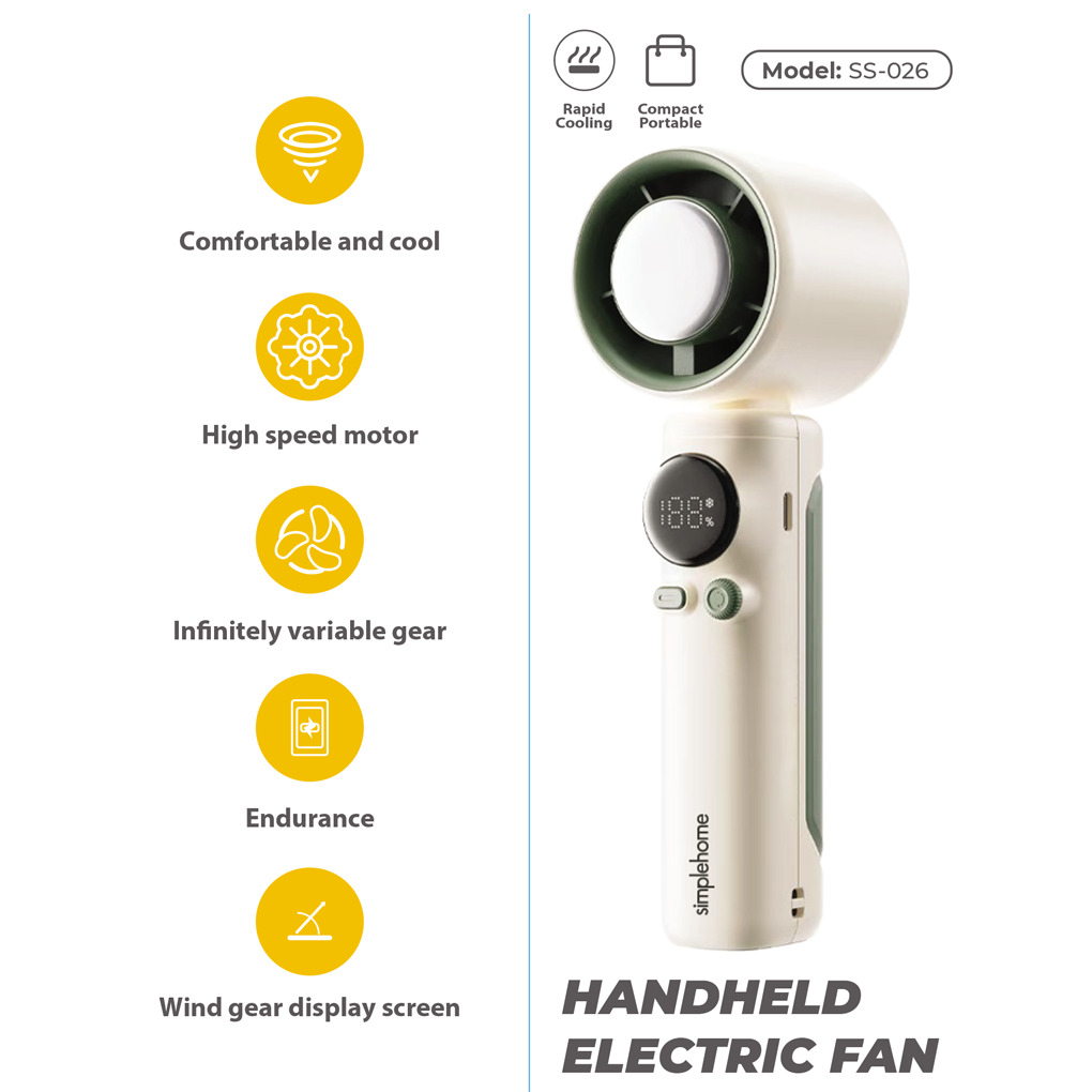 Quạt Cầm Tay Có Sò Lạnh Simplehome SS-026 Màu Trắng Ngà 5