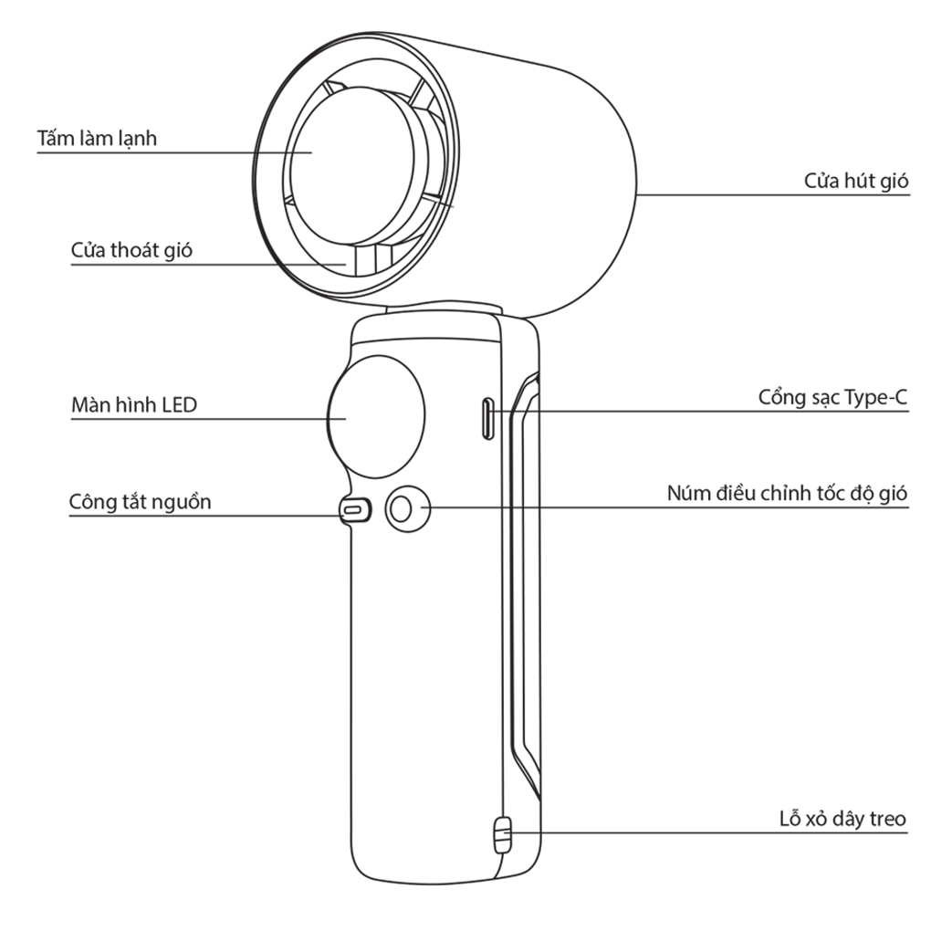 Quạt Cầm Tay Có Sò Lạnh Simplehome SS-026 Màu Trắng Ngà 4