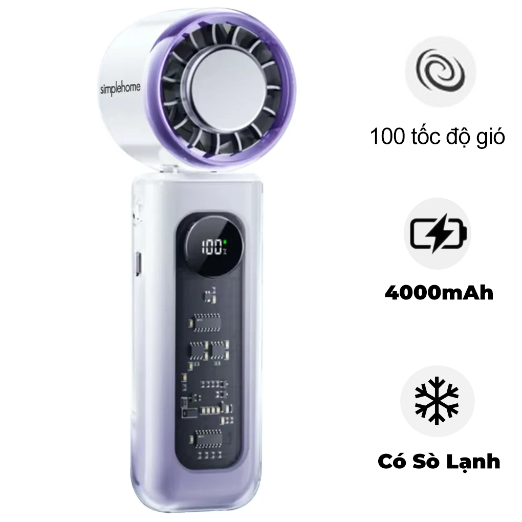 Quạt Cầm Tay C&oacute; S&ograve; Lạnh A231 M&agrave;u T&iacute;m Ombre