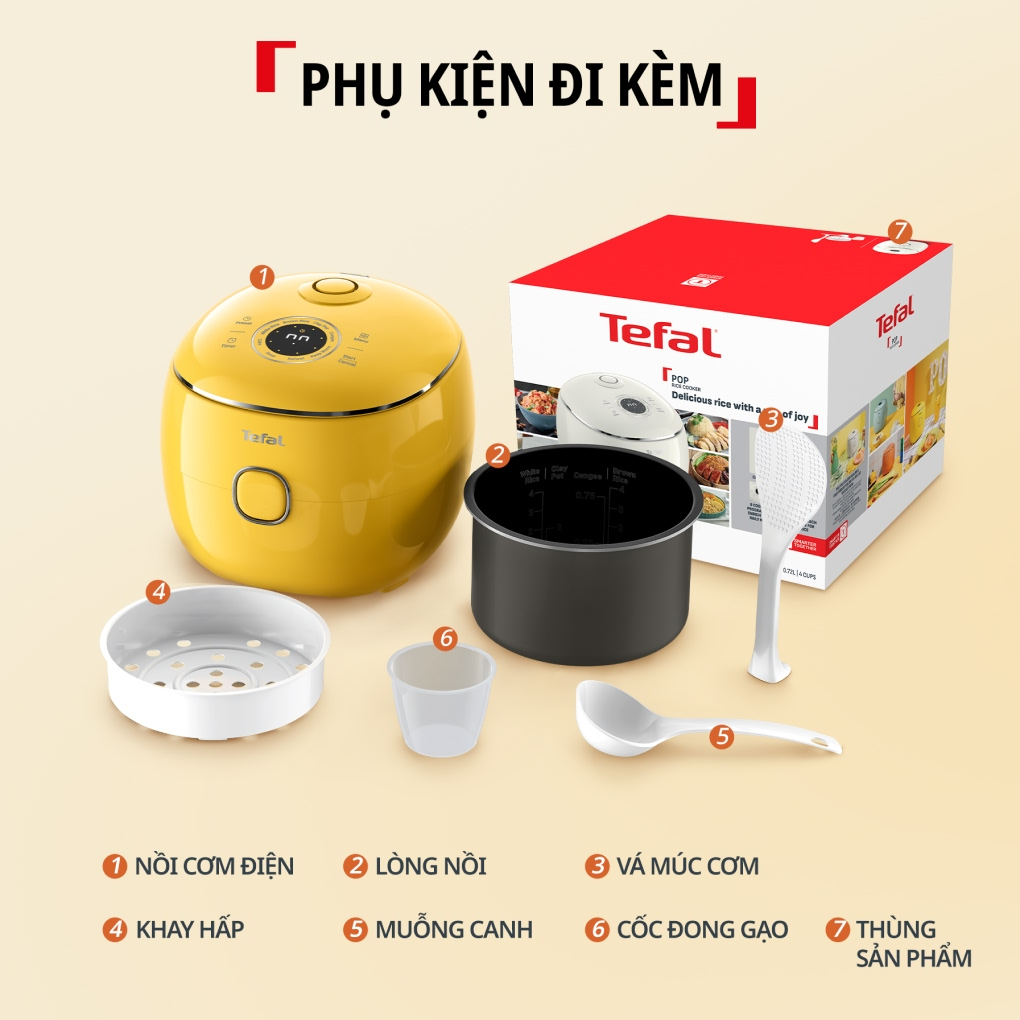 Nồi Cơm Điện Tử Mini Tefal Pop RK5352Y0 3