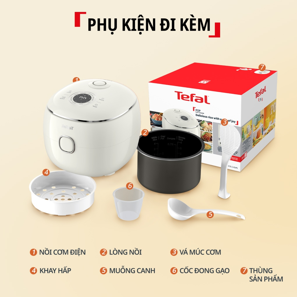 Nồi Cơm Điện Tử Mini Tefal Pop RK535AY0 2