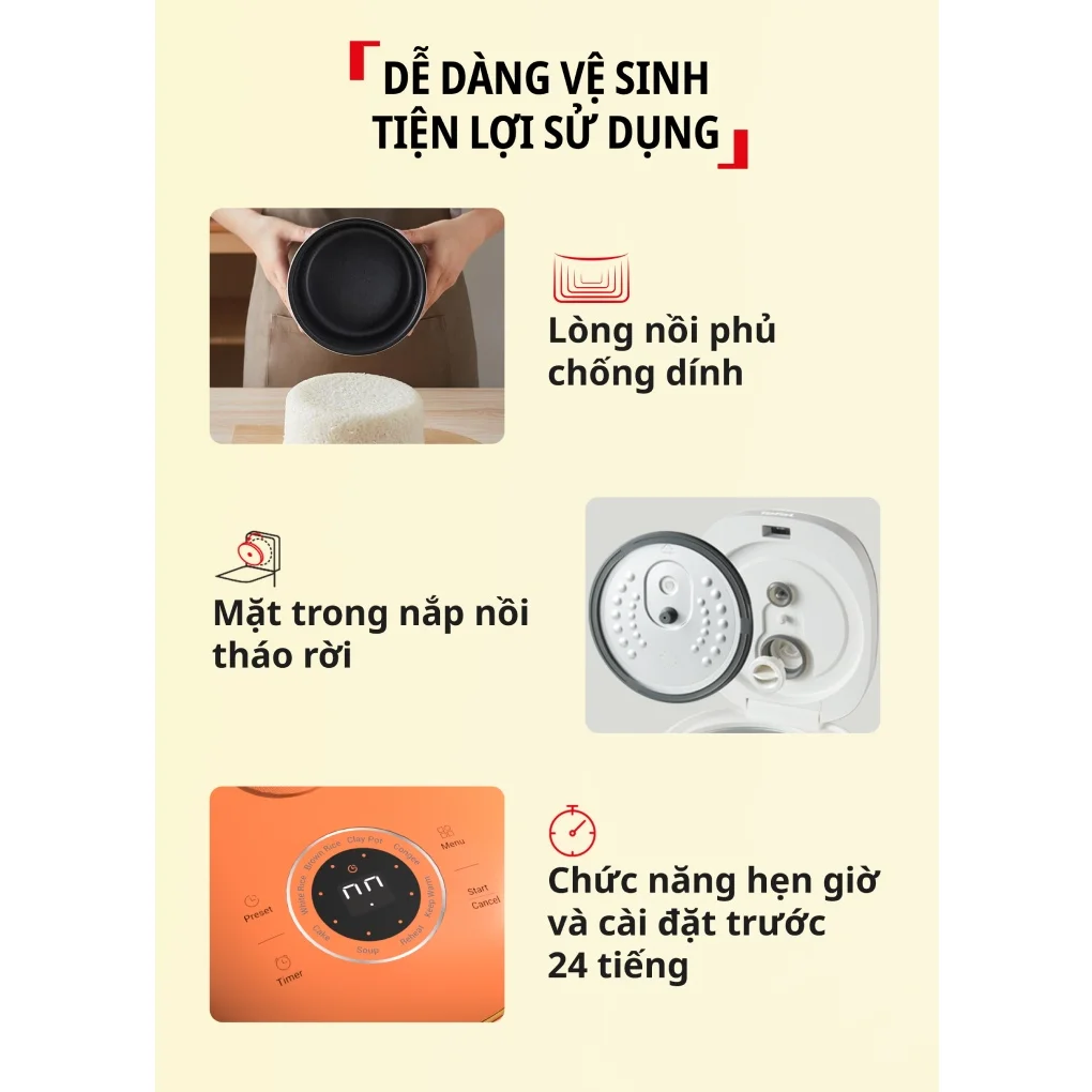 Nồi Cơm Điện Tử Mini Tefal Pop RK5354Y0 6