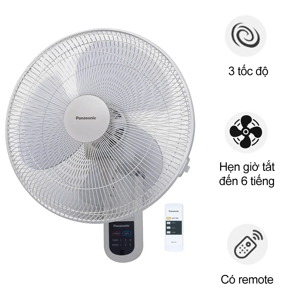Quạt Treo Tường Có Remote Panasonic F-409M 57.5W - Malaysia