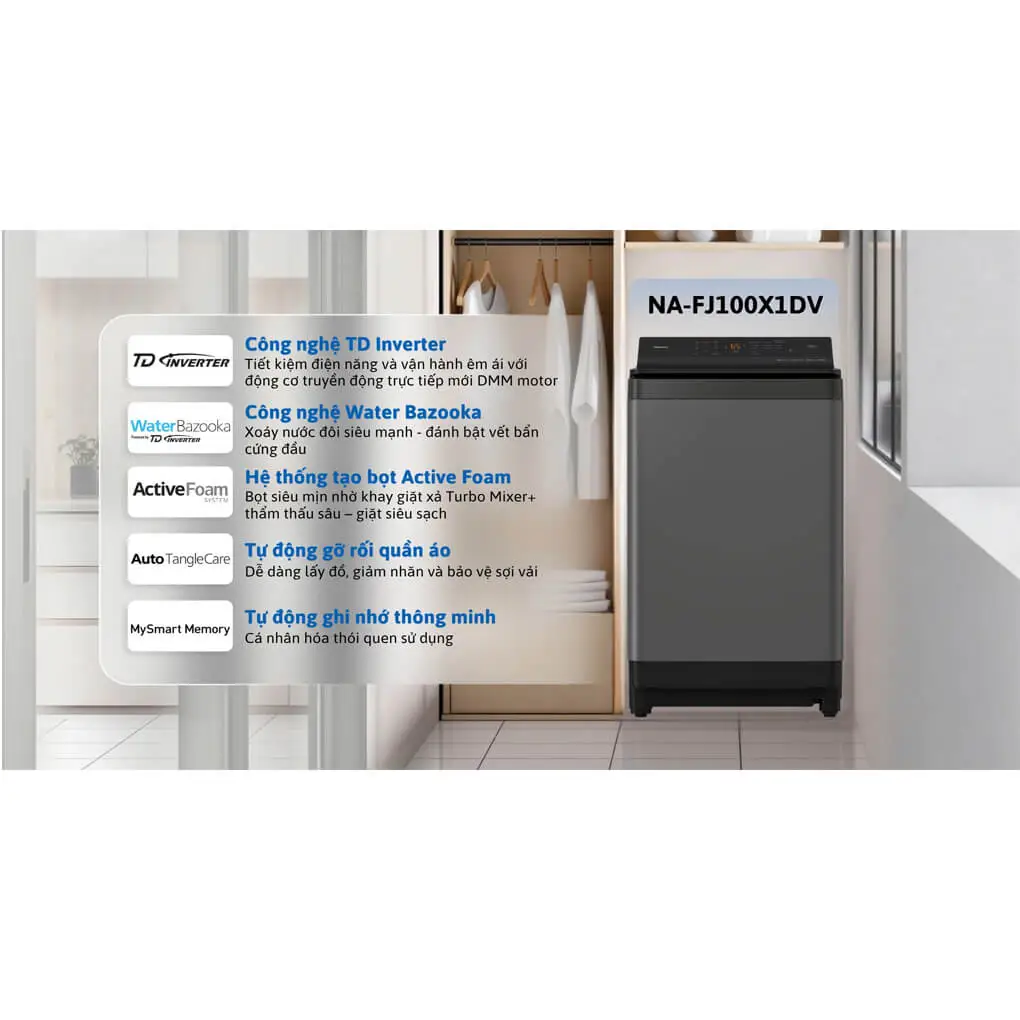 Máy Giặt Panasonic Inverter 10 Kg NA-FJ100X1DV 0