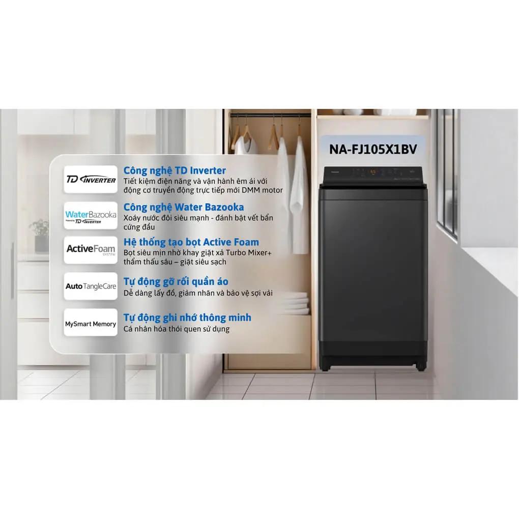 Máy Giặt Panasonic Inverter 10.5 Kg NA-FJ105X1BV 0
