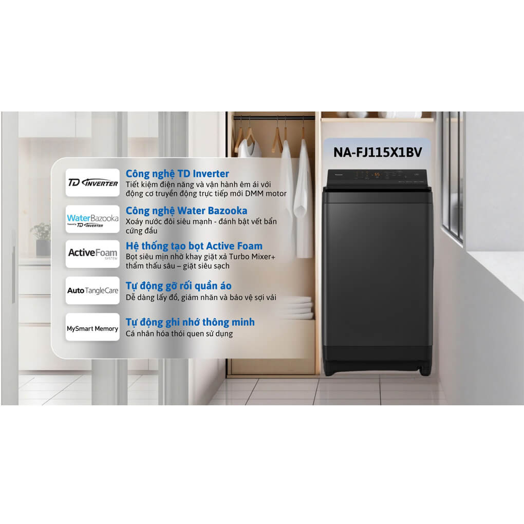 Máy Giặt Panasonic Inverter 11.5 Kg NA-FJ115X1BV 1