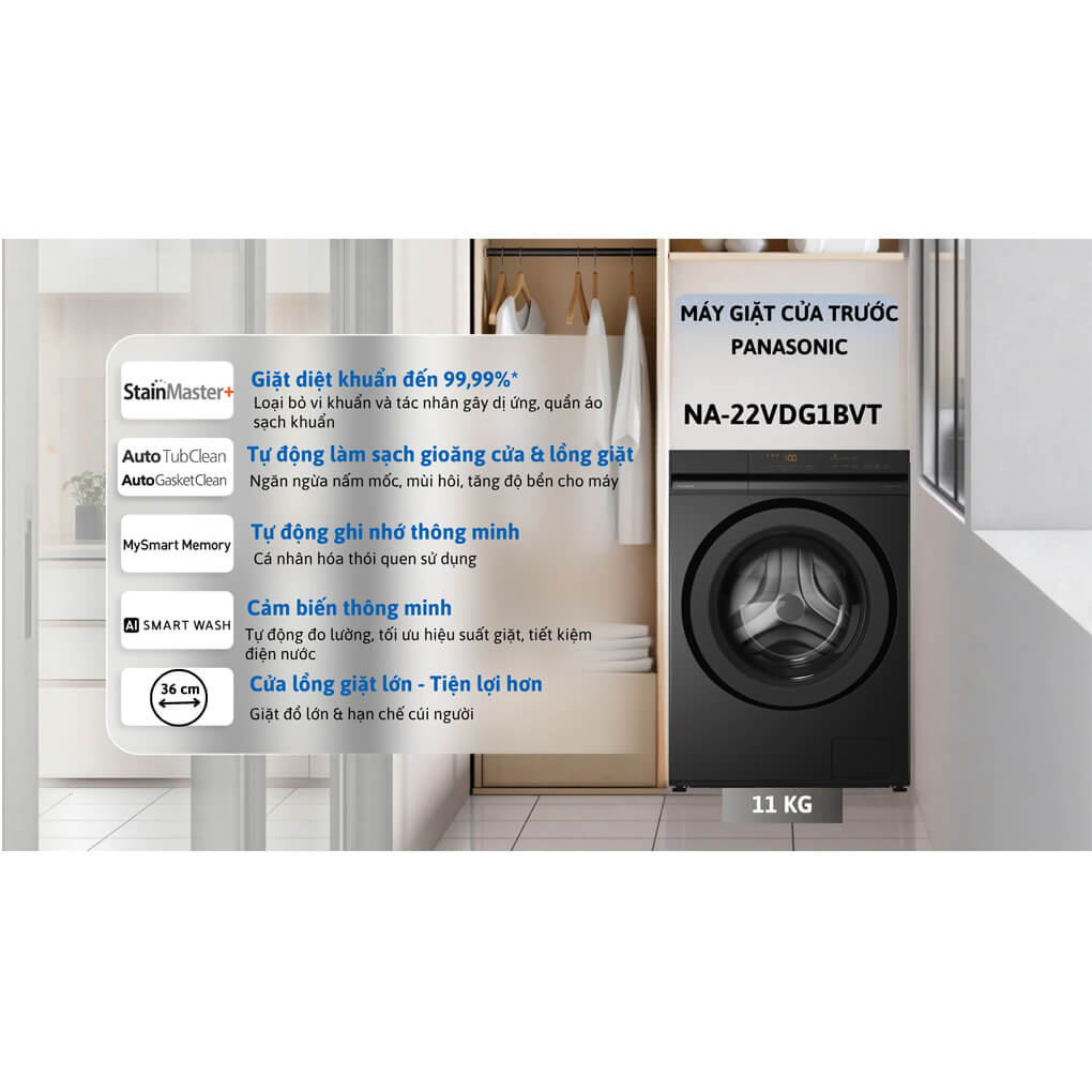 Máy Giặt Panasonic Inverter 11 Kg NA-22VDG1BVT 0