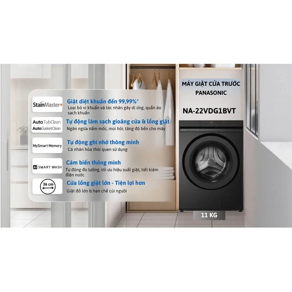 Máy Giặt Panasonic Inverter 11 Kg NA-22VDG1BVT 0