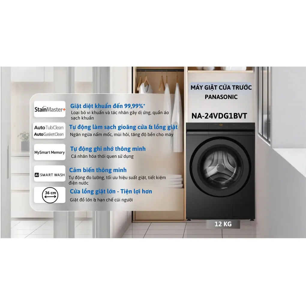 Máy Giặt Panasonic Inverter 12 Kg NA-24VDG1BVT 0