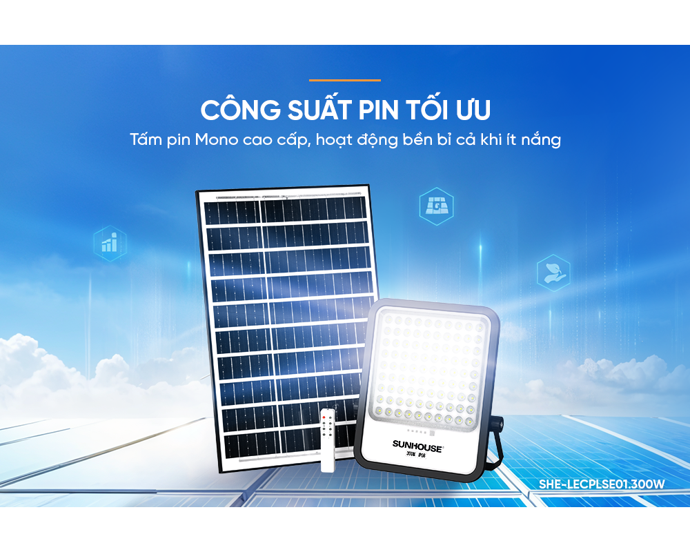 Đèn Năng Lượng Mặt Trời Eco Sunhouse SHE-LECPLSE01.300W 8
