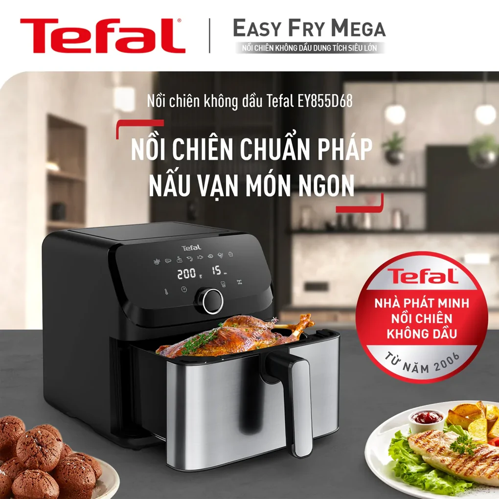 Nồi Chiên Không Dầu Tefal Mega EY855D68 7.5 Lít 5