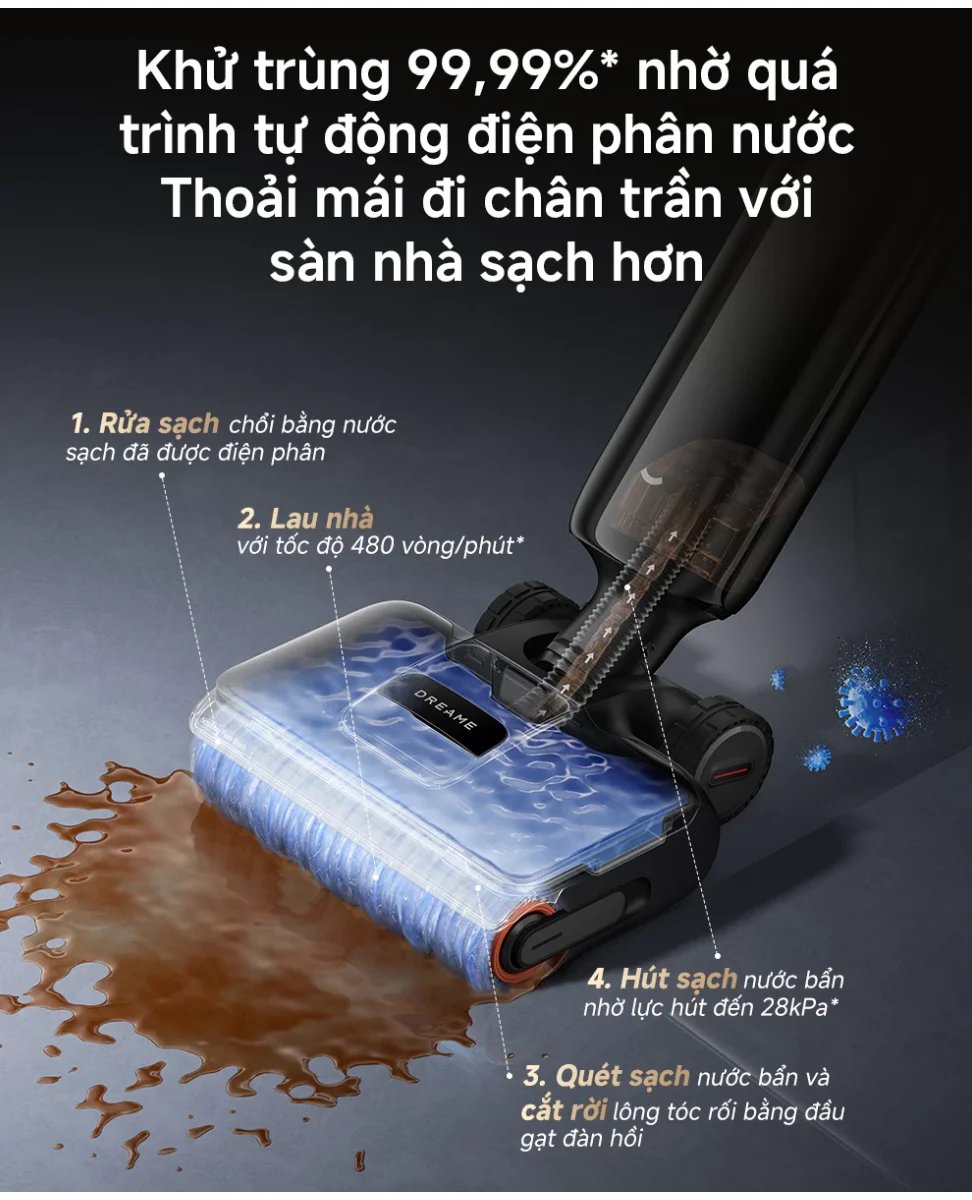 Máy Hút Bụi Lau Nhà Cầm Tay Dreame H16 FlexReach 8