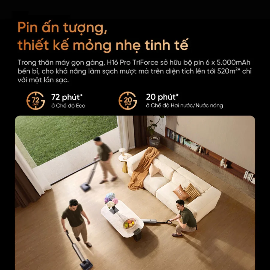 Máy Hút Bụi Lau Nhà Cầm Tay Dreame H16 Pro TriForce 9