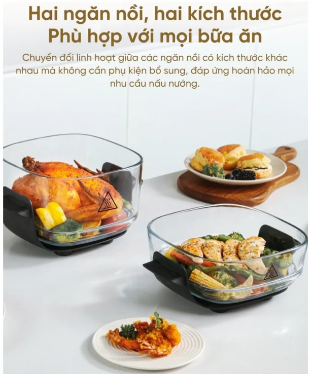 Nồi Chiên Không Dầu 2 Lòng Nồi Dreame Tasti PT60