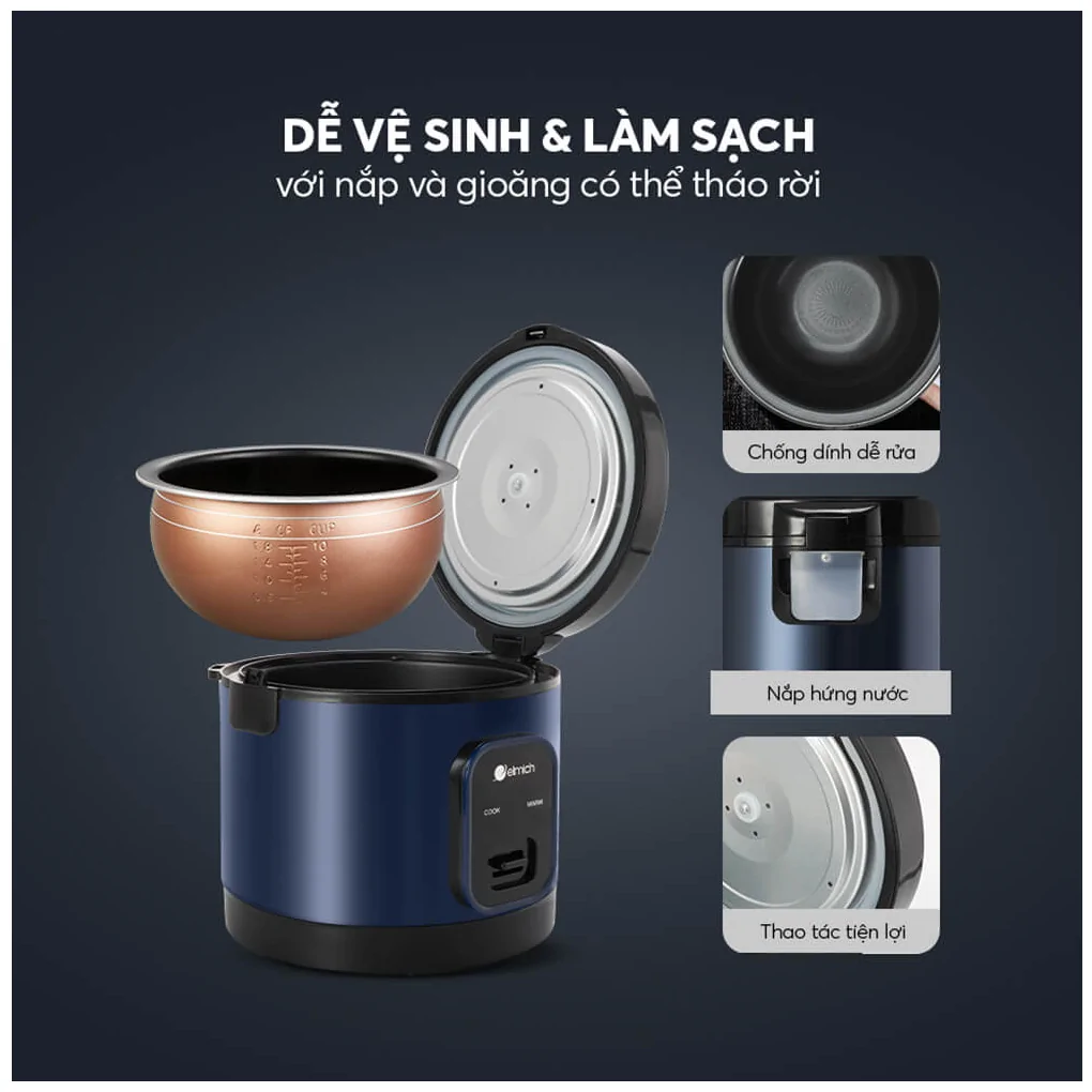Nồi Cơm Điện Elmich RCE-9129 1.8 Lít 12