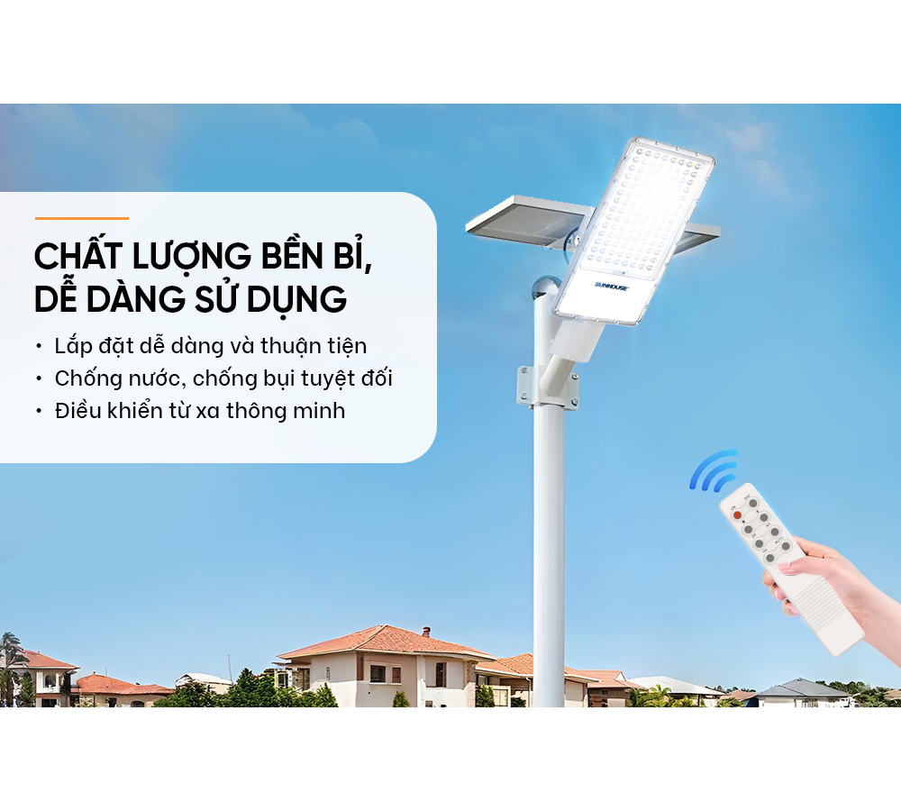 Đèn Đường Năng Lượng Mặt Trời Dùng Ngoài Trời, Sân Vườn Eco Sunhouse SHE-LECRTSE01.200W 4