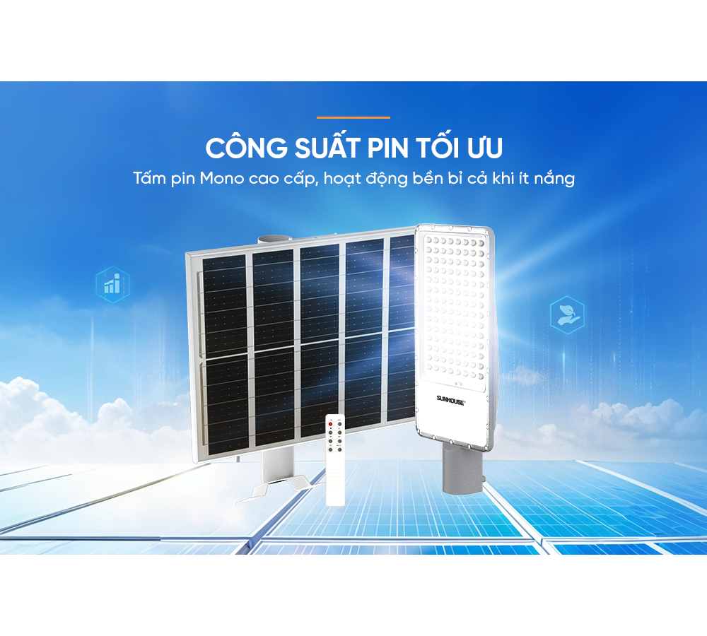 Đèn Đường Năng Lượng Mặt Trời Dùng Ngoài Trời, Sân Vườn Eco Sunhouse SHE-LECRTSE01.200W 6