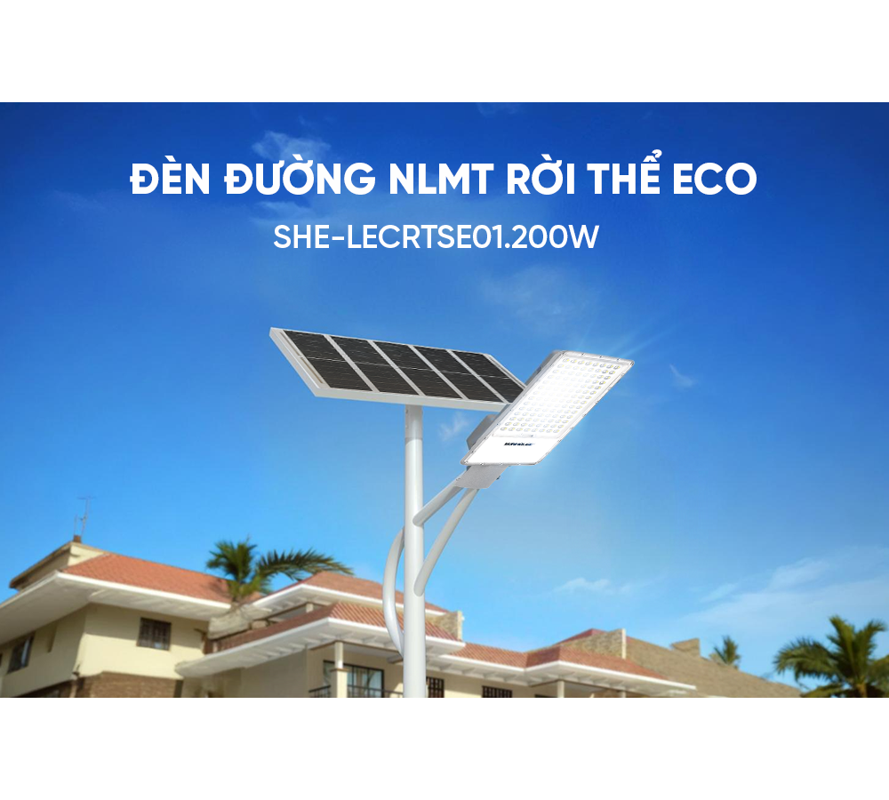 Đèn Đường Năng Lượng Mặt Trời Dùng Ngoài Trời, Sân Vườn Eco Sunhouse SHE-LECRTSE01.200W 8