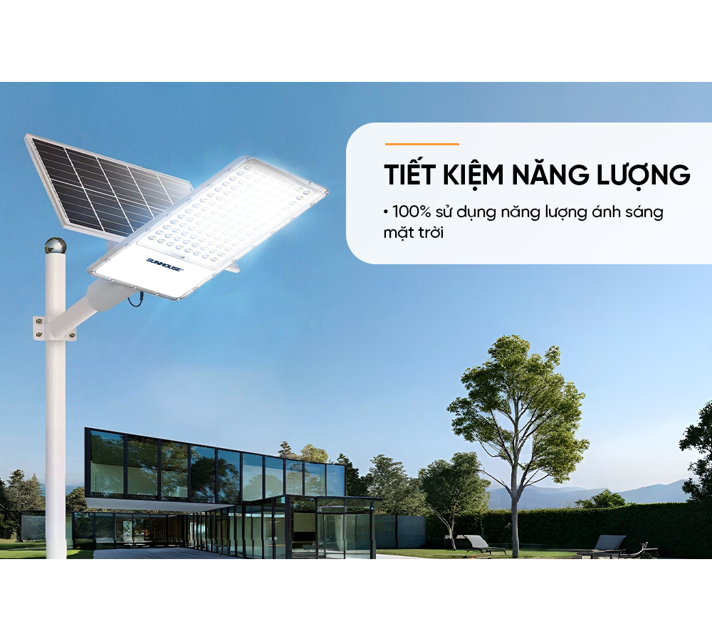 Đèn Đường Năng Lượng Mặt Trời Dùng Ngoài Trời, Sân Vườn Eco Sunhouse SHE-LECRTSE01.300W 5