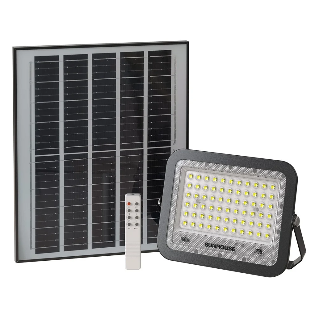 Đèn Pha Năng Lượng Mặt Trời Dùng Ngoài Trời, Sân Vườn Sunhouse SHE-LSPPLSE01.100W
