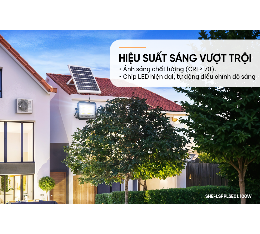 Đèn Pha Năng Lượng Mặt Trời Dùng Ngoài Trời, Sân Vườn Sunhouse SHE-LSPPLSE01.100W 5